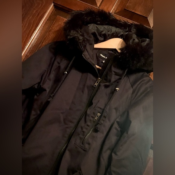 Black hooded insulated canvas jacket parka size S - Picture 9 of 12